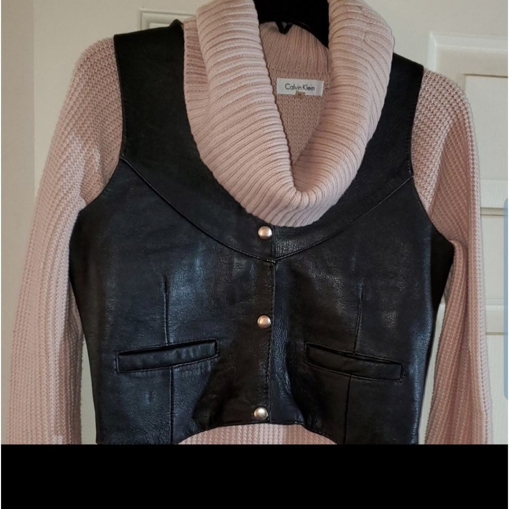 Hot Leathers genuine black leather motocycle vest - Picture 6 of 8